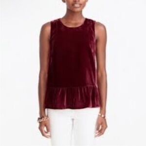 J. Crew Factory Velvet Tank Top in Deep Burgundy